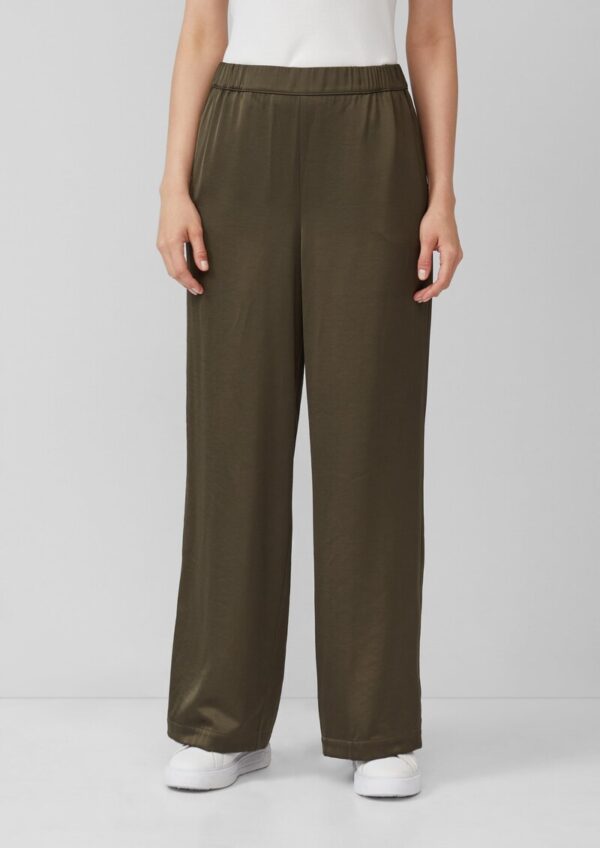 Satinhose mit Wide Leg und Elastikbund