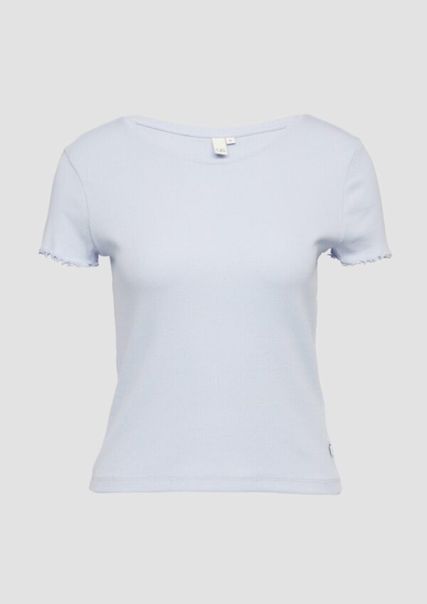 Verkürtzes Rippshirt mit Rundhalsausschnitt