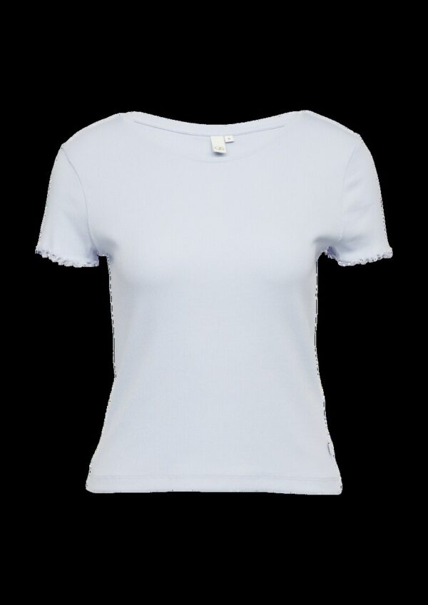 Verkürtzes Rippshirt mit Rundhalsausschnitt