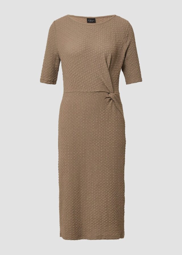 Strukturiertes Jersey-Etuikleid mit Knotendetail