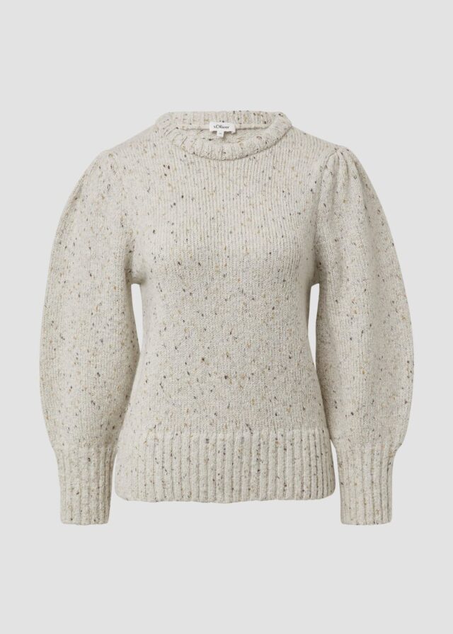 Strickpullover mit Puffärmeln aus Baumwollmix