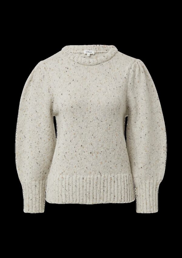 Strickpullover mit Puffärmeln aus Baumwollmix