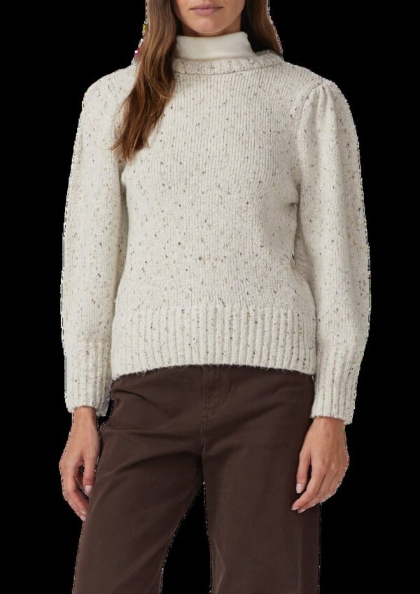 Strickpullover mit Puffärmeln aus Baumwollmix