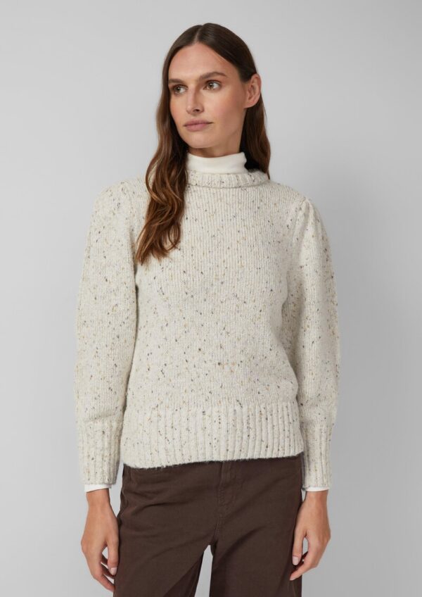 Strickpullover mit Puffärmeln aus Baumwollmix