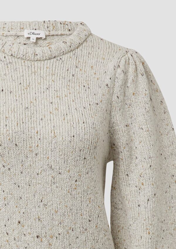 Strickpullover mit Puffärmeln aus Baumwollmix