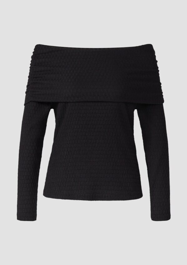 Strukturiertes Off-Shoulder-Shirt im Slim Fit