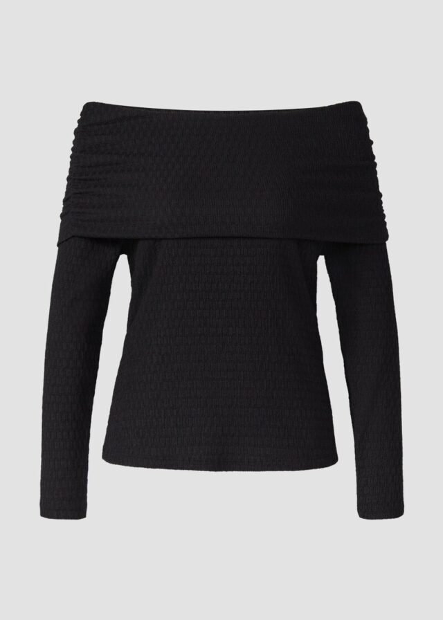 Strukturiertes Off-Shoulder-Shirt im Slim Fit