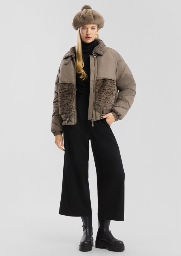 Wattierte Jacke im Materialmix
