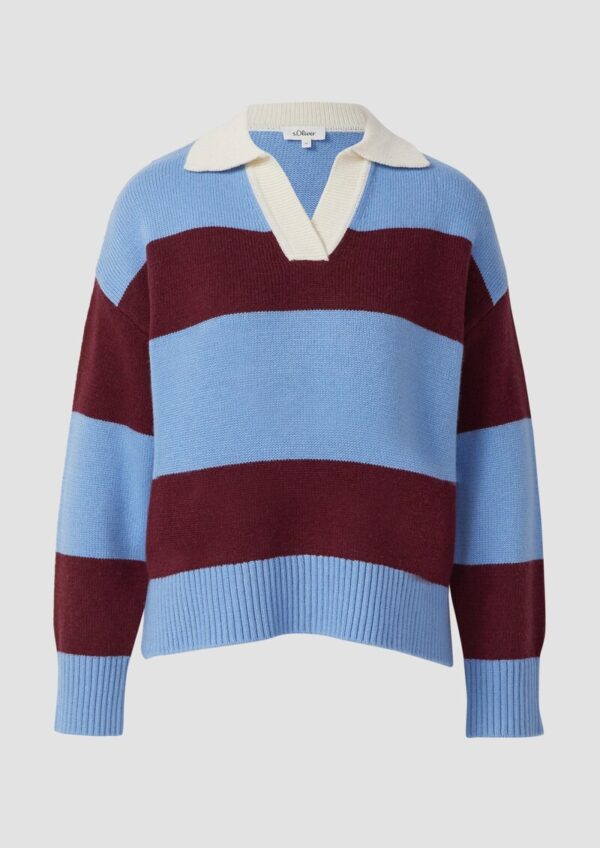 Strickpullover aus Viskosemix mit Kragen