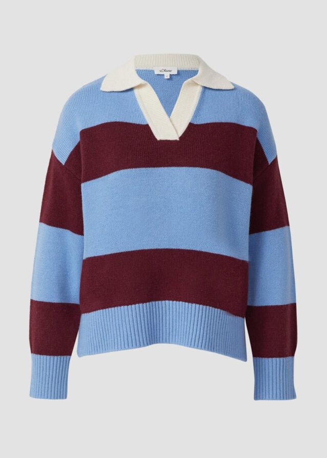 Strickpullover aus Viskosemix mit Kragen