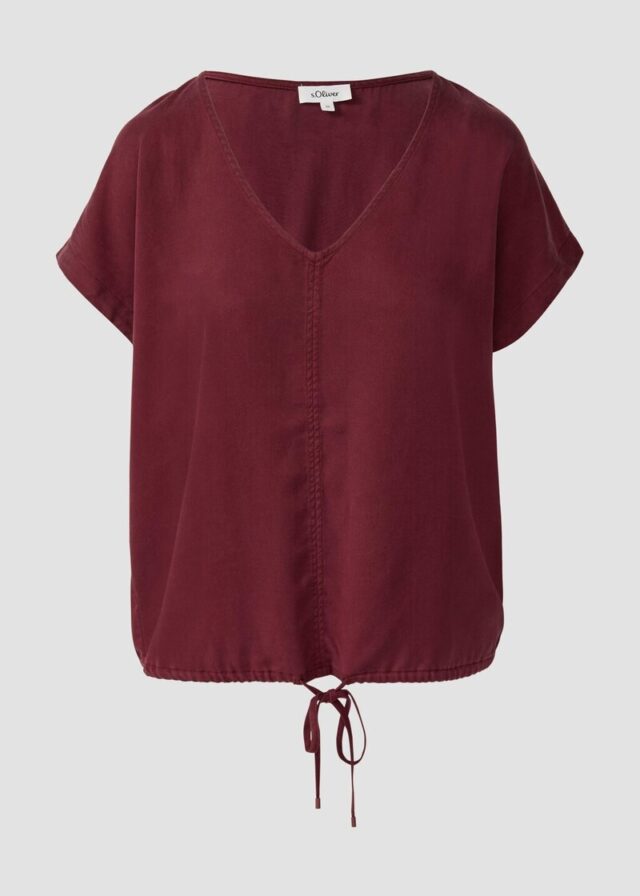 Ärmellose Bluse aus Lyocell mit Tunnelzug am Saum