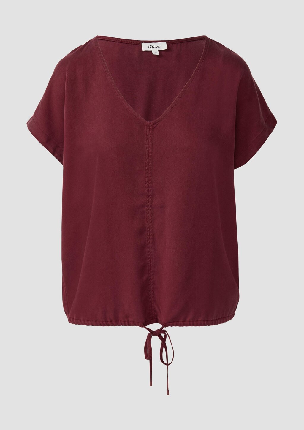 Ärmellose Bluse aus Lyocell mit Tunnelzug am Saum