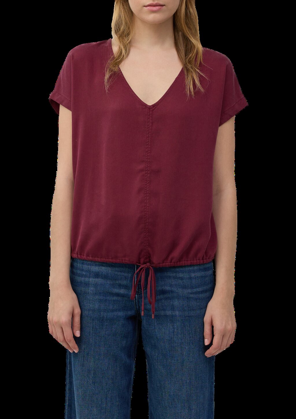 Ärmellose Bluse aus Lyocell mit Tunnelzug am Saum