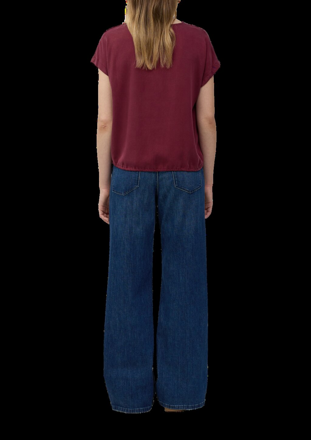 Ärmellose Bluse aus Lyocell mit Tunnelzug am Saum