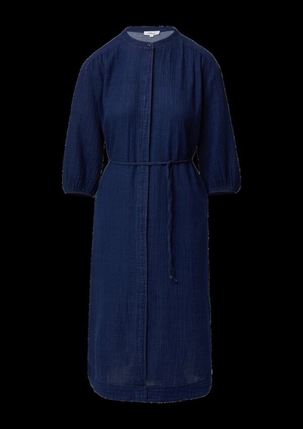 Indigo dyed Midikleid mit Eingrifftaschen