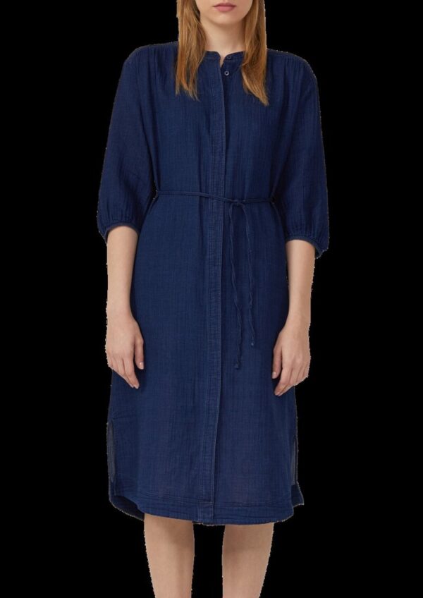 Indigo dyed Midikleid mit Eingrifftaschen