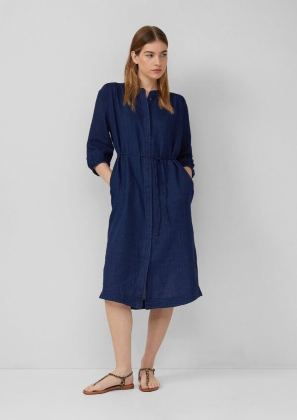 Indigo dyed Midikleid mit Eingrifftaschen