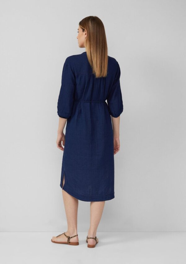 Indigo dyed Midikleid mit Eingrifftaschen