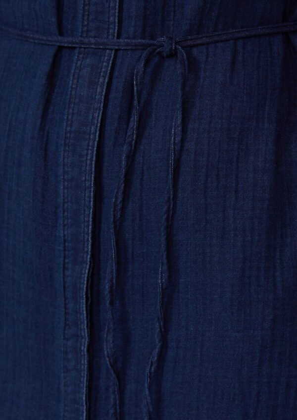 Indigo dyed Midikleid mit Eingrifftaschen