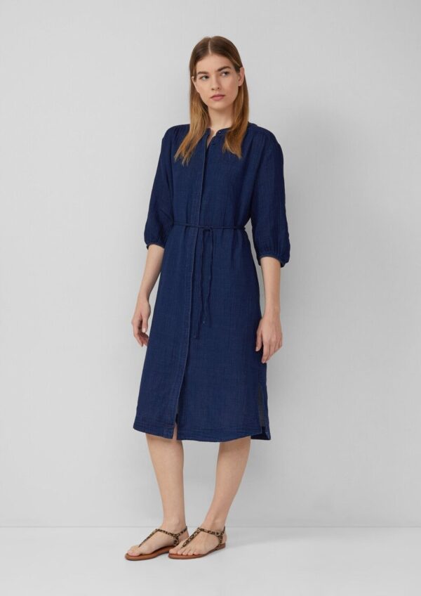 Indigo dyed Midikleid mit Eingrifftaschen