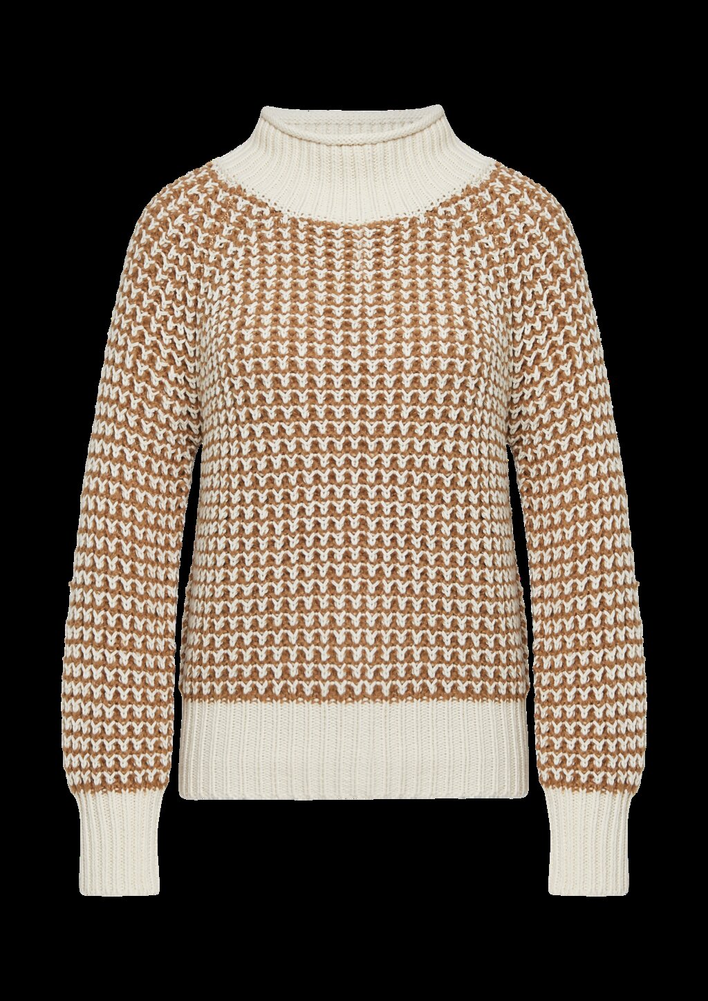 Gemusterter Strickpullover mit Stehkragen im Relaxed Fit