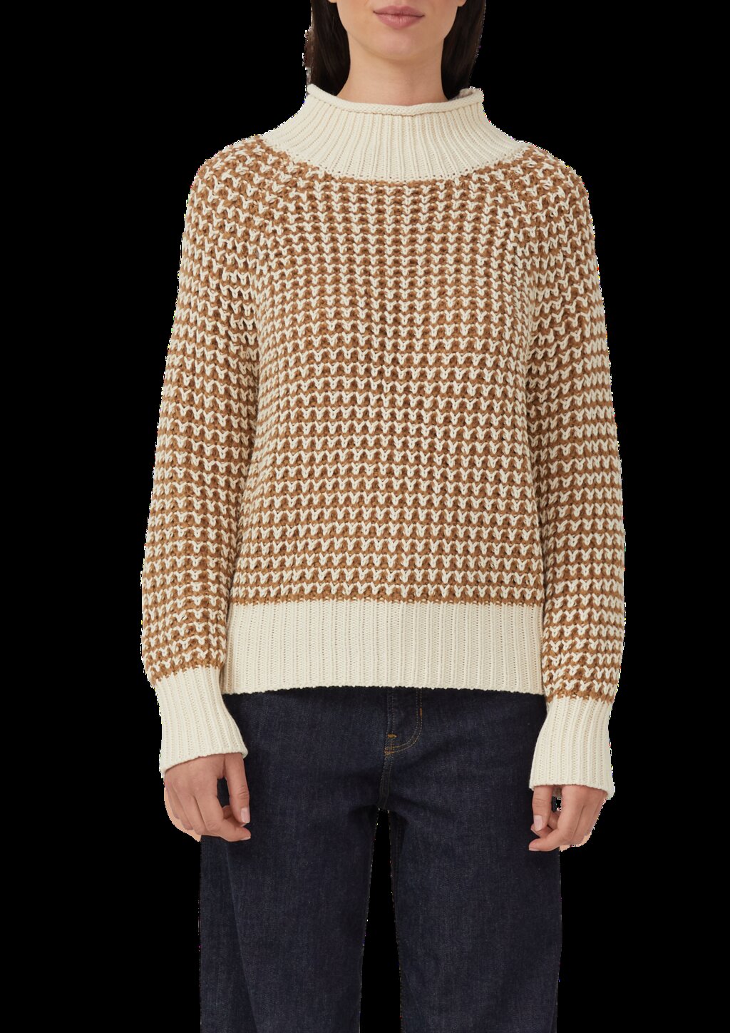 Gemusterter Strickpullover mit Stehkragen im Relaxed Fit