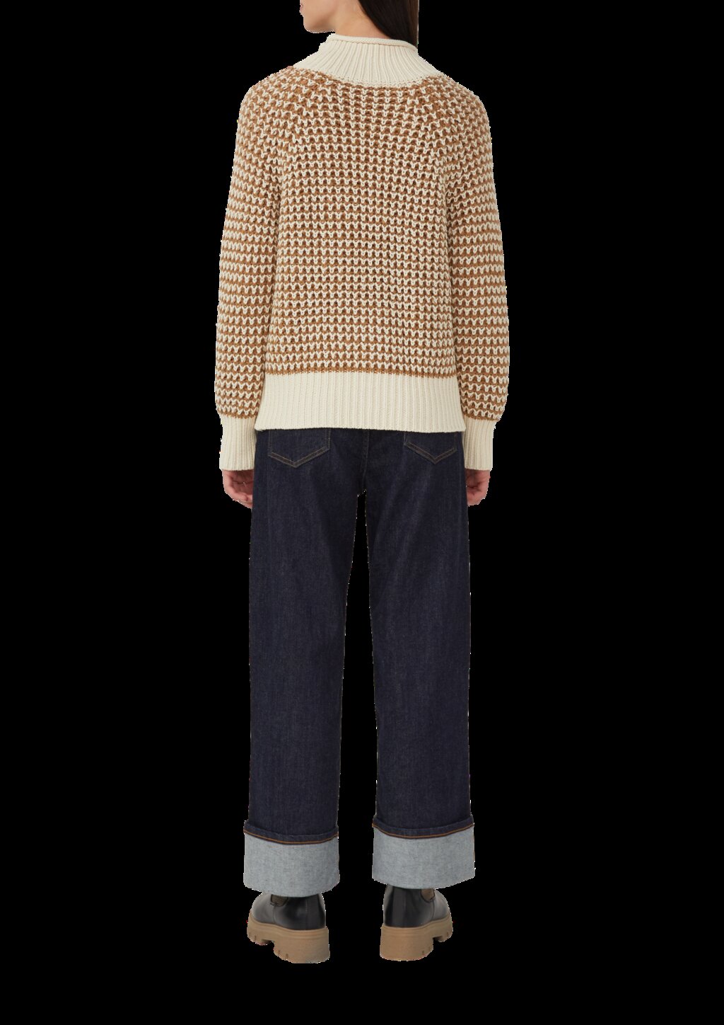 Gemusterter Strickpullover mit Stehkragen im Relaxed Fit