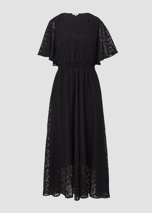 Festliches Maxikleid aus Struktur-Chiffon mit gesmokter Taille