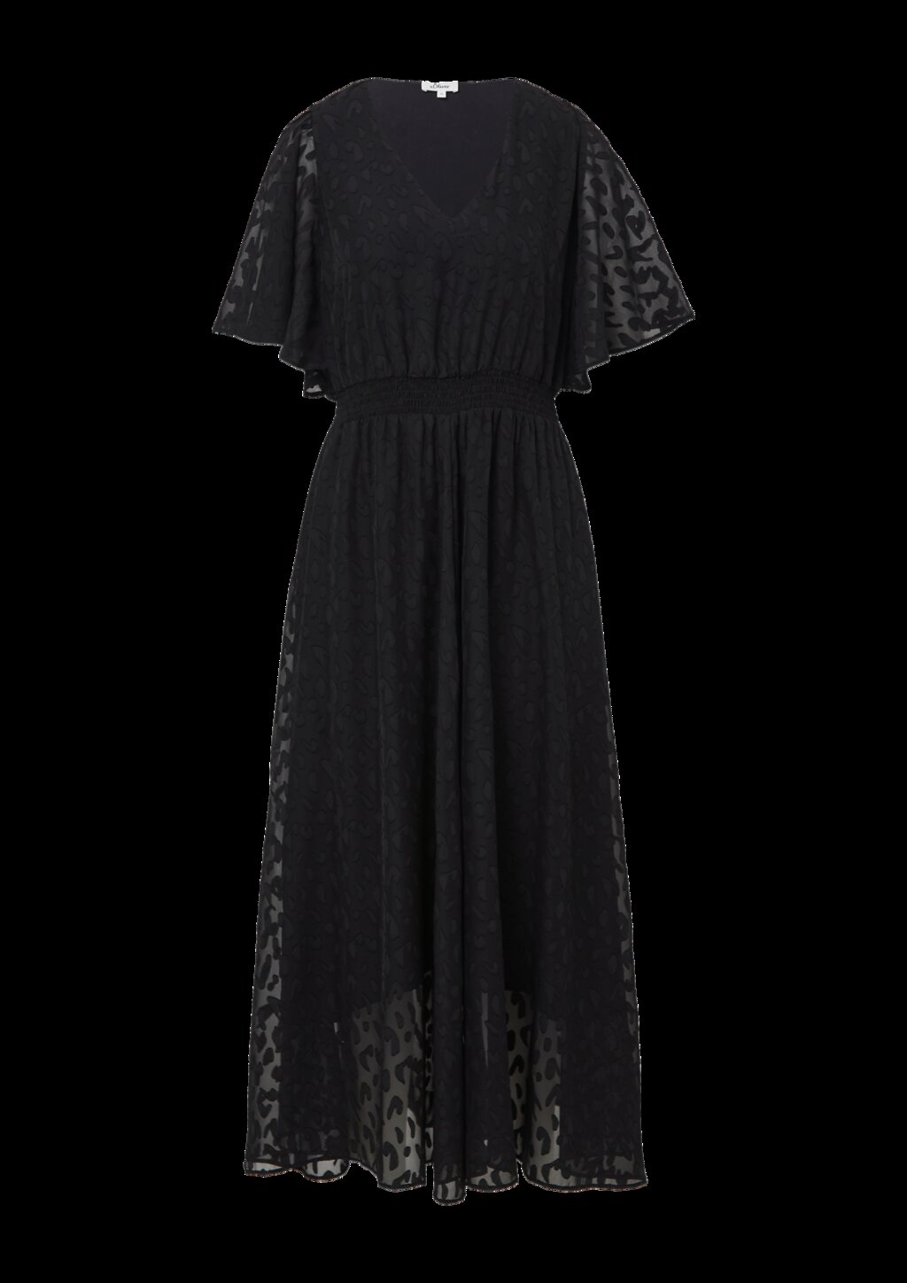 Festliches Maxikleid aus Struktur-Chiffon mit gesmokter Taille