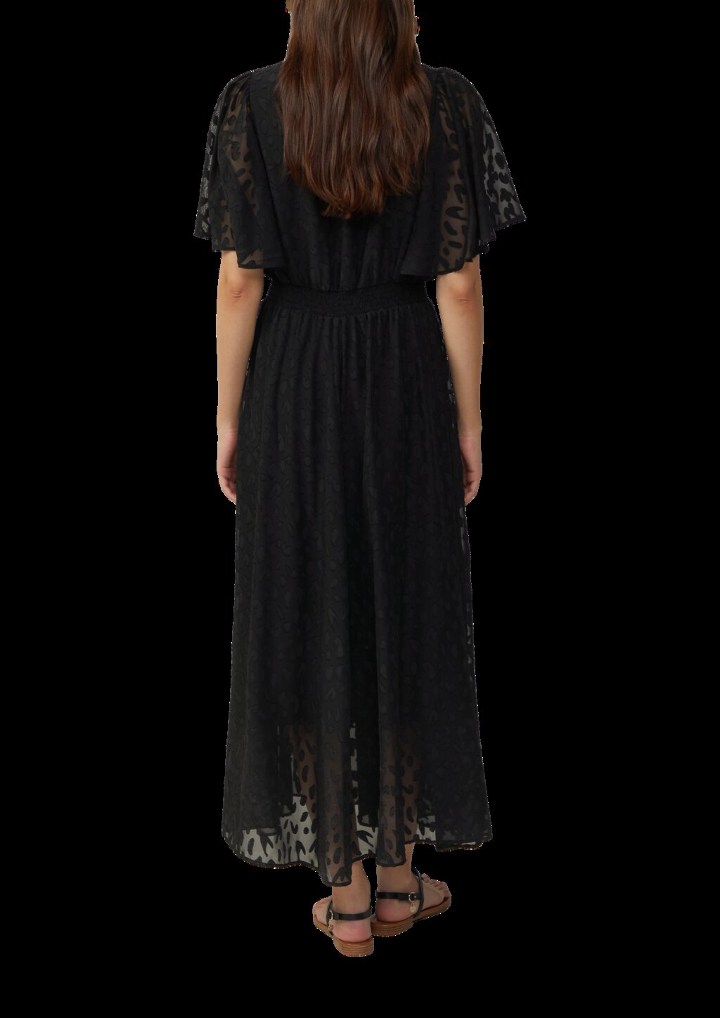 Festliches Maxikleid aus Struktur-Chiffon mit gesmokter Taille