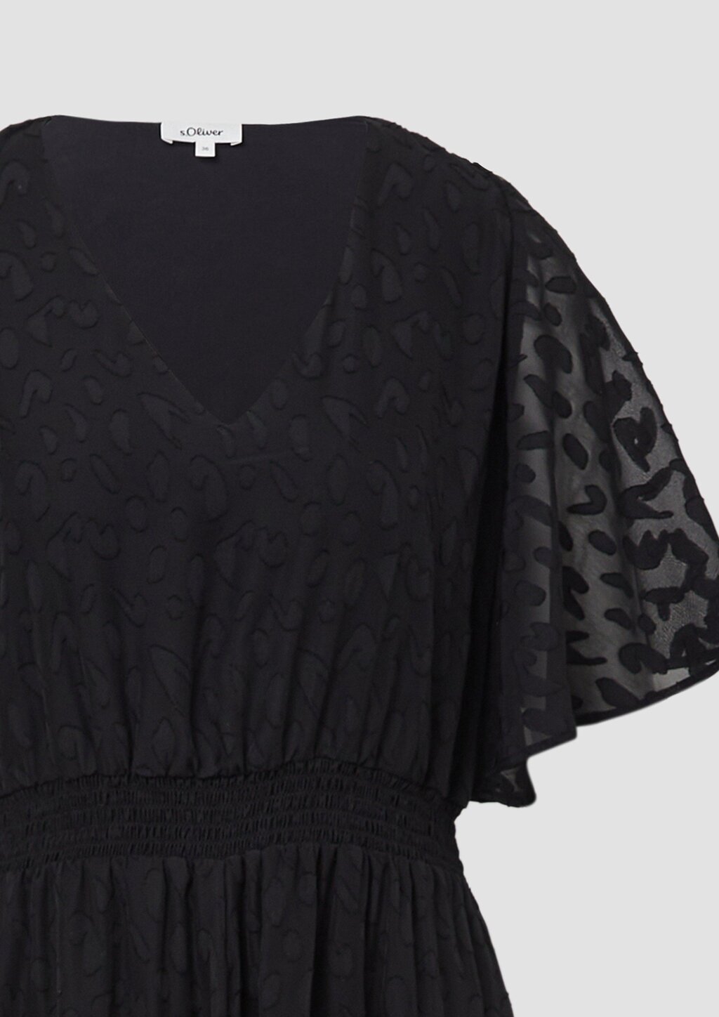 Festliches Maxikleid aus Struktur-Chiffon mit gesmokter Taille