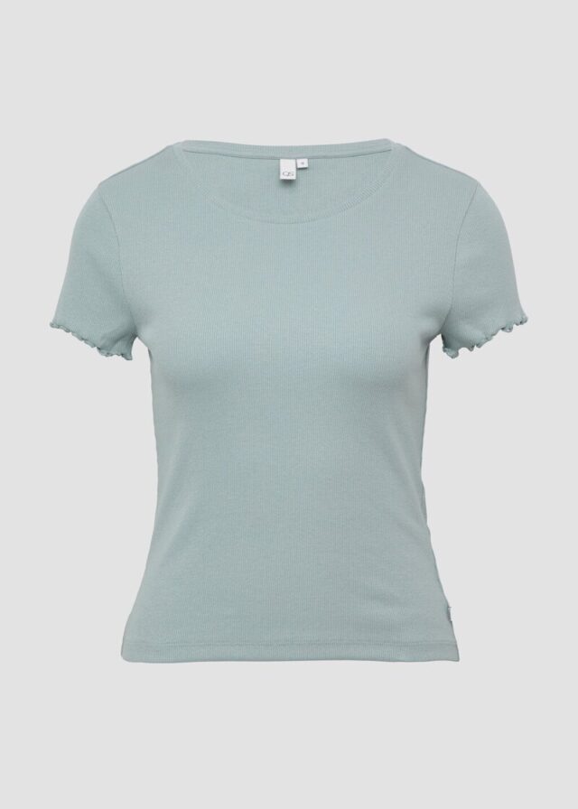 Verkürztes Rippshirt mit Rundhalsausschnitt