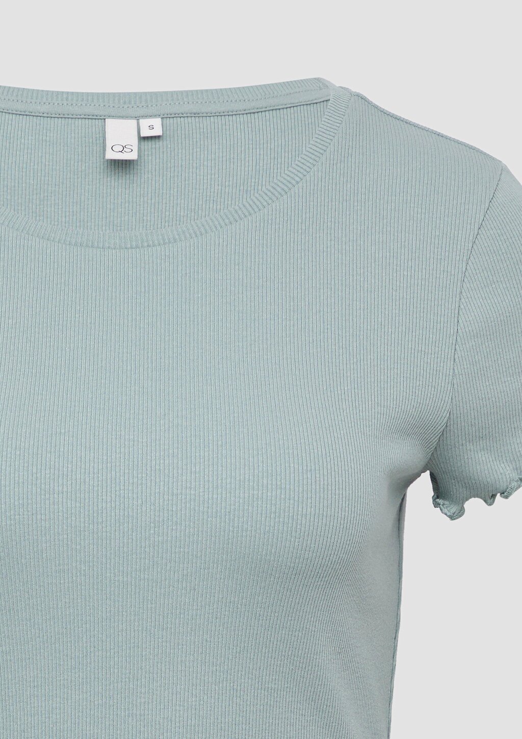 Verkürztes Rippshirt mit Rundhalsausschnitt