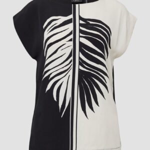 Ärmelloses Blusenshirt mit Kontrastmotiv