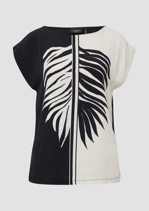 Ärmelloses Blusenshirt mit Kontrastmotiv