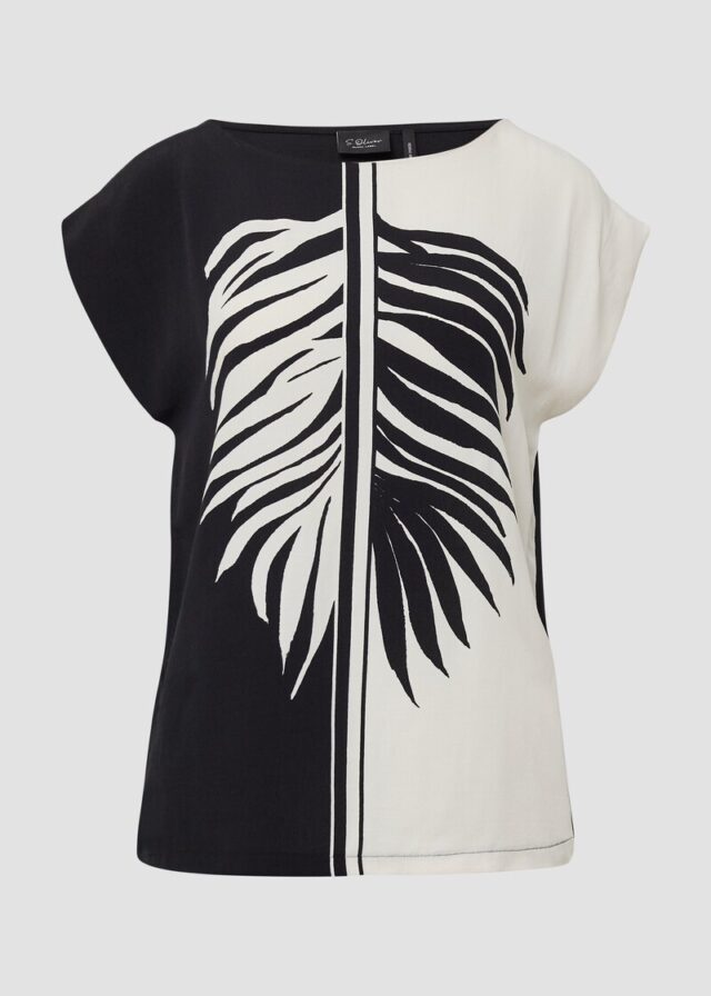 Ärmelloses Blusenshirt mit Kontrastmotiv