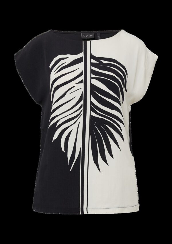 Ärmelloses Blusenshirt mit Kontrastmotiv