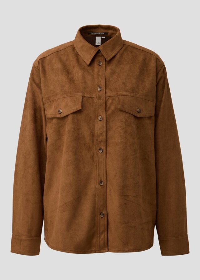 Hemdbluse in Wildlederoptik