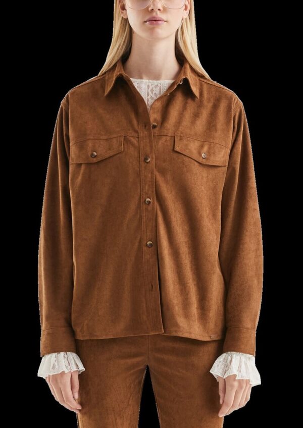 Hemdbluse in Wildlederoptik