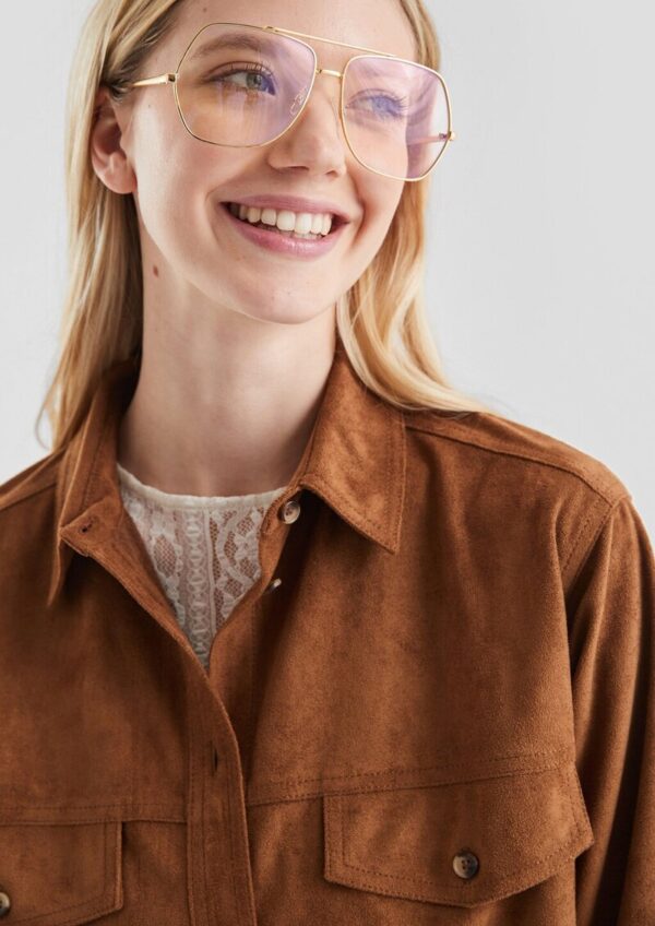 Hemdbluse in Wildlederoptik