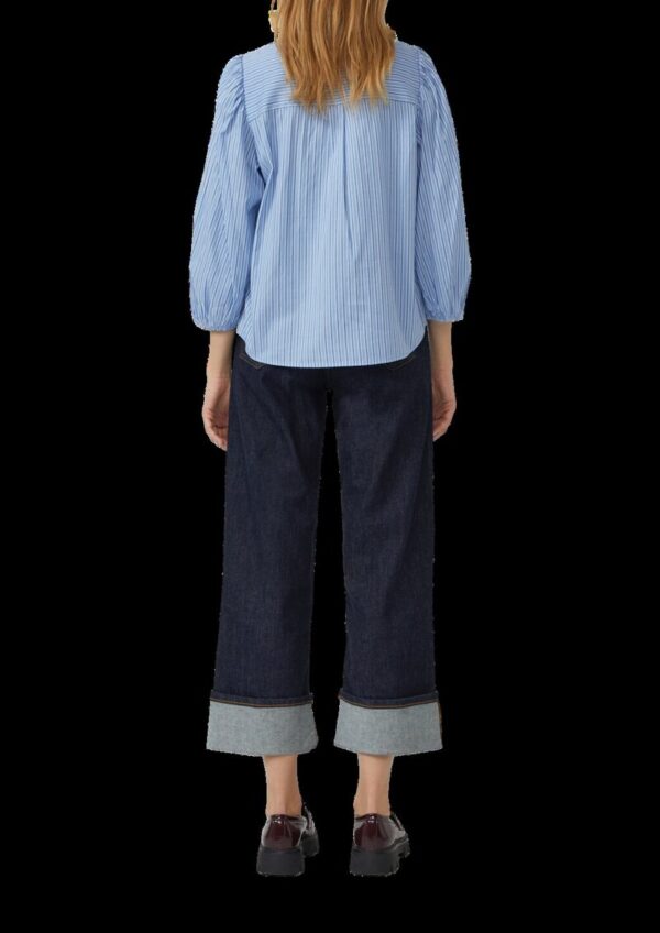 Gestreifte Hemdbluse mit 3/4-Arm und Raffung