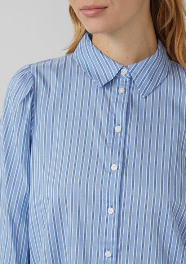 Gestreifte Hemdbluse mit 3/4-Arm und Raffung