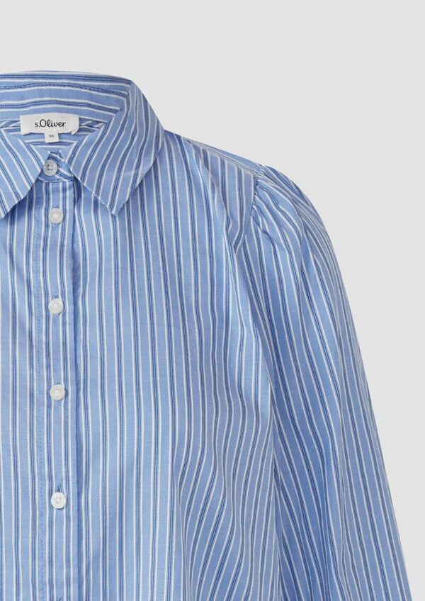 Gestreifte Hemdbluse mit 3/4-Arm und Raffung