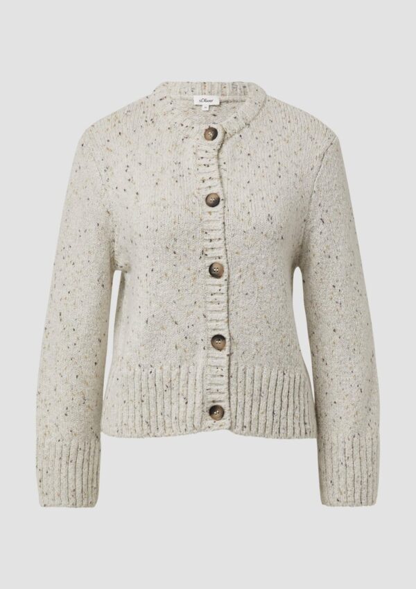 Kurze Strickjacke aus Baumwollmix mit Knopfleiste