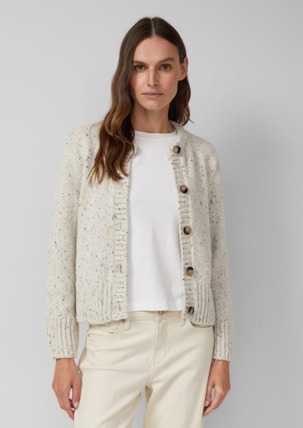 Kurze Strickjacke aus Baumwollmix mit Knopfleiste