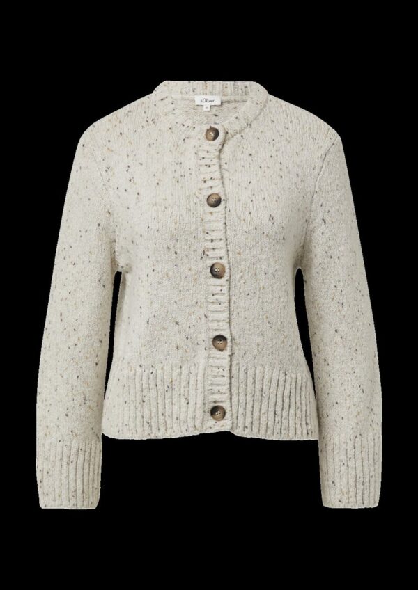 Kurze Strickjacke aus Baumwollmix mit Knopfleiste