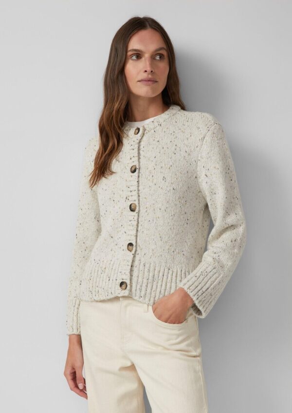 Kurze Strickjacke aus Baumwollmix mit Knopfleiste