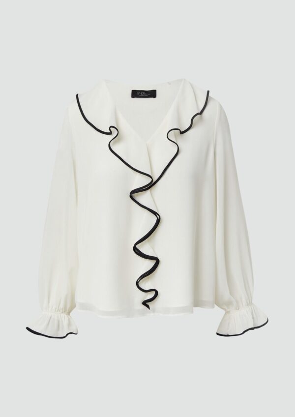 Bluse mit Volants und Kontrast-Details
