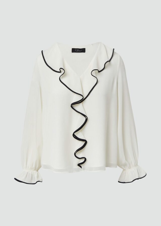 Bluse mit Volants und Kontrast-Details