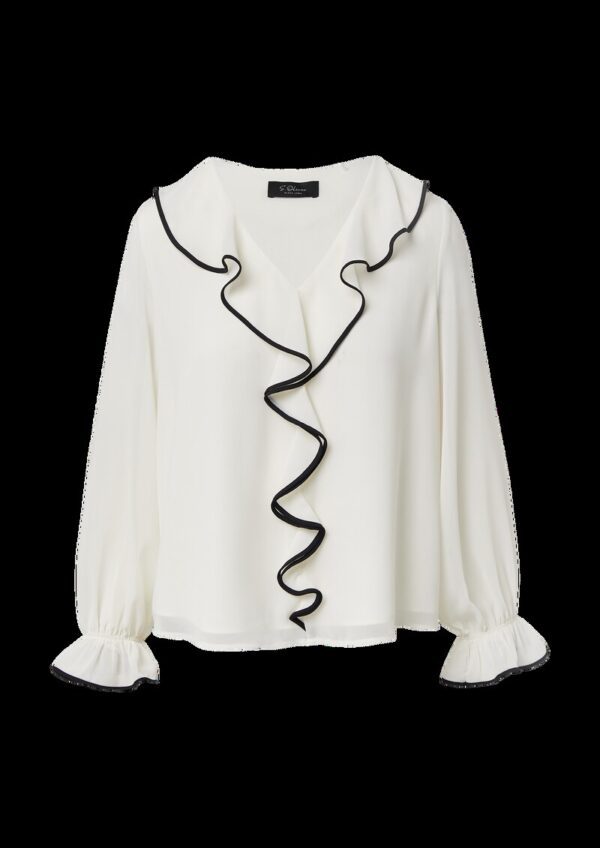 Bluse mit Volants und Kontrast-Details